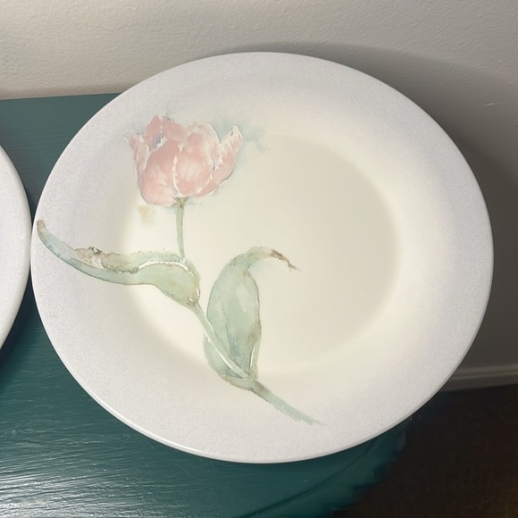 Vintage Portmeirion The Seasons Susan Ellis Pink Tulip Dinner Plates Set of 2 - Picture 3 of 6